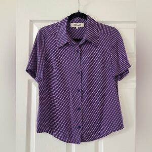 Diane Von Furstenberg Purple and Pink Blouse, Size 6